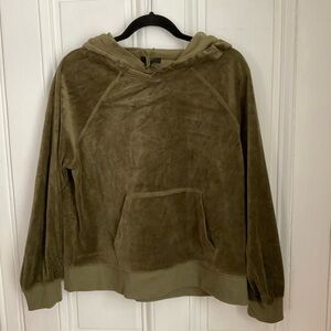 J.Crew olive green hoodie, velour size large